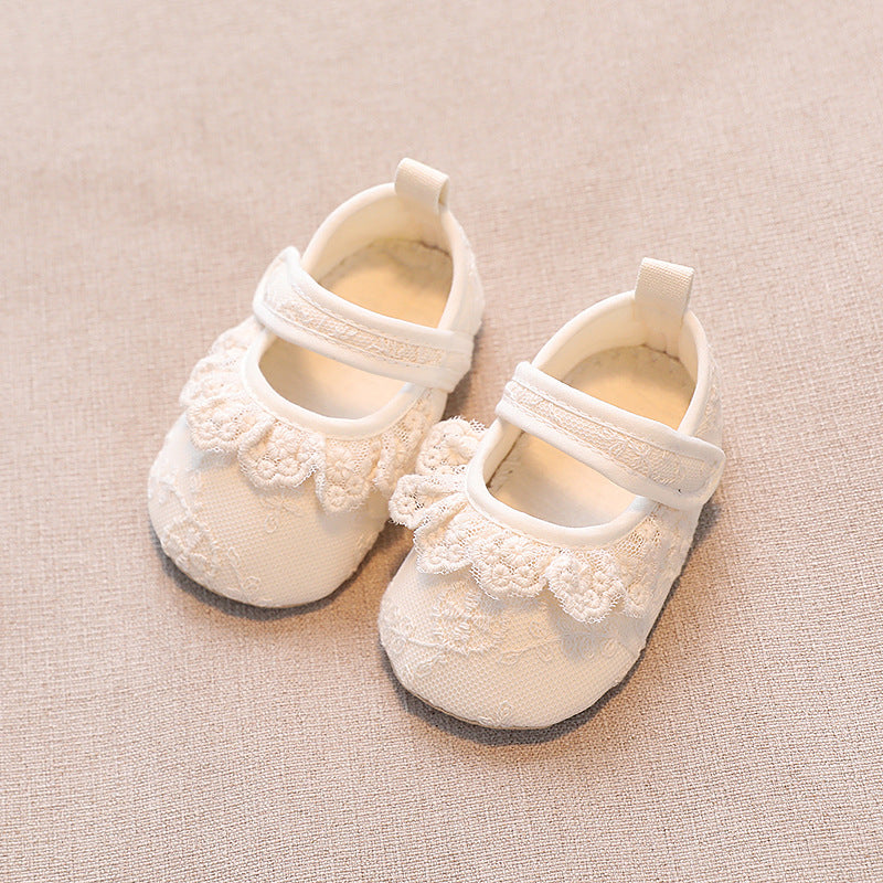 Baby Girls Shoes Non-Slip Soft Soled Lace Bowknot Flats Toddler Girls First Walker Spring Autumn Princess Shoes