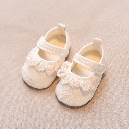Baby Girls Shoes Non-Slip Soft Soled Lace Bowknot Flats Toddler Girls First Walker Spring Autumn Princess Shoes