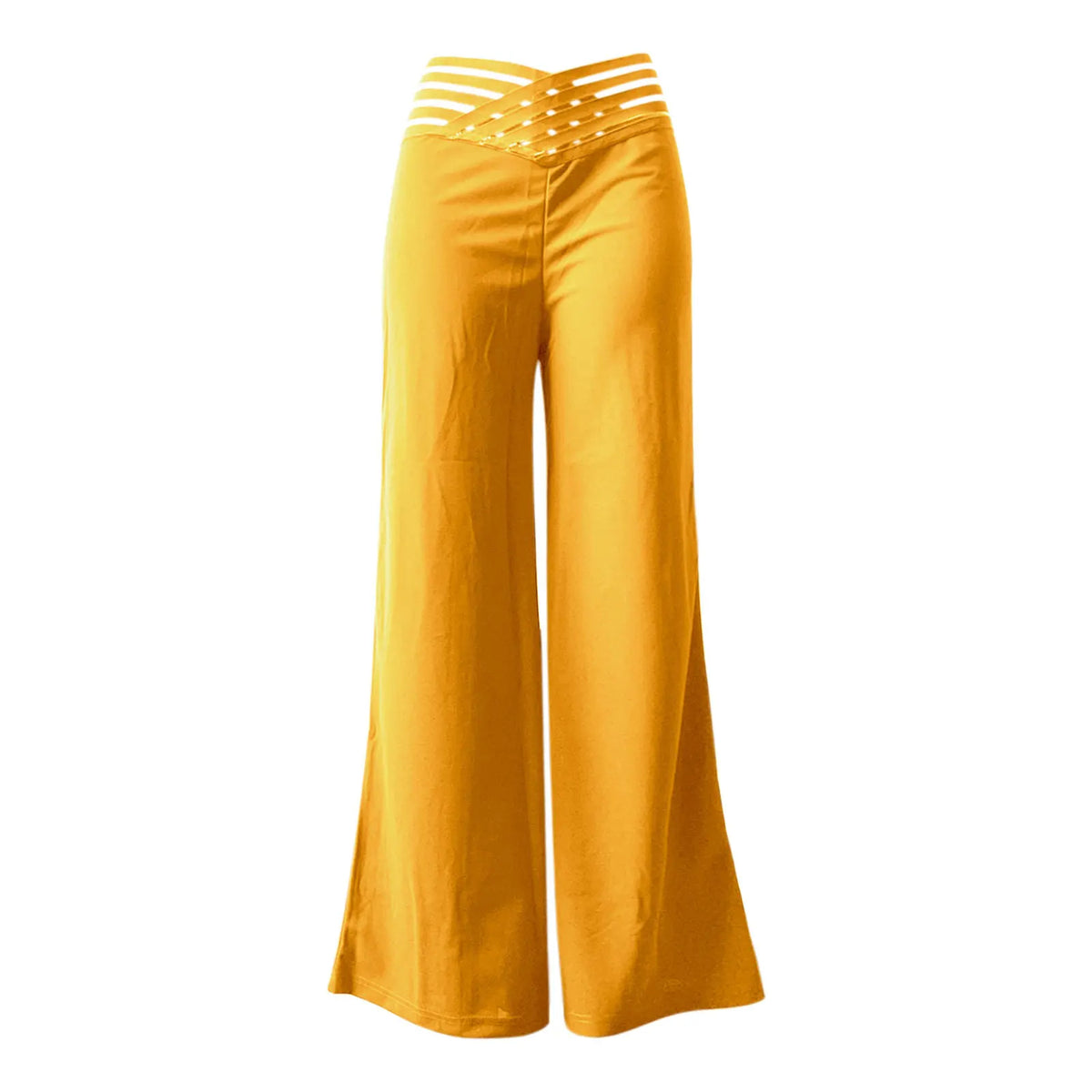 Women Wide Leg Flared Pants  Spring Casual Crisscross Sheer Mesh Patch High Waist Trousers Y2k Streetwear Elegant Work Pant (Available)