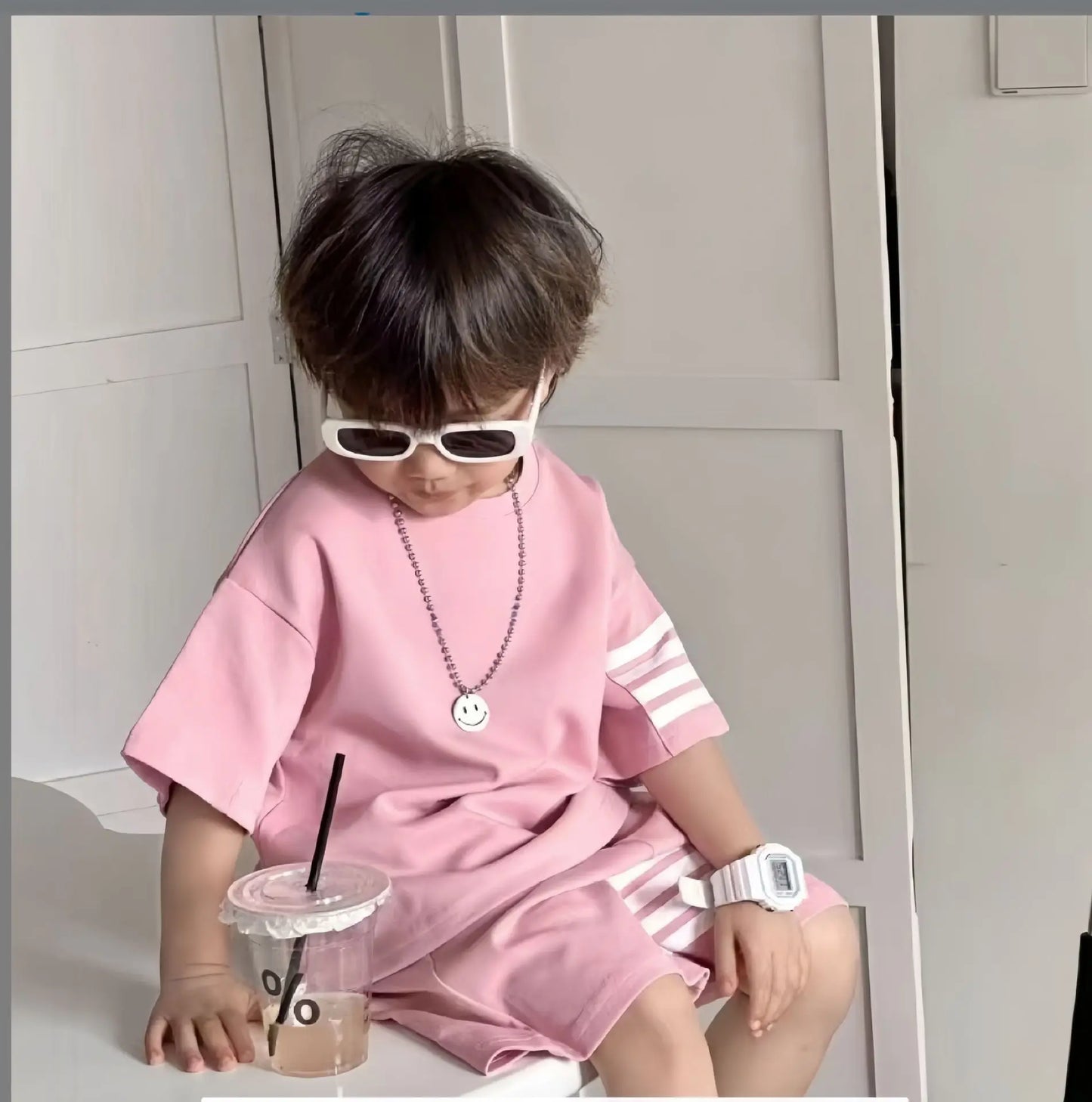 2pcs Baby Sports Suits Summer Clothes Boys Girls Casual Short Sleeve Shorts Two Piece/Set Children Solid Color Trendy Tracksuits