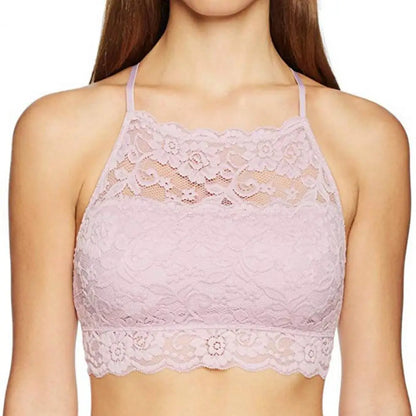 Summer Embroidery Flower Lace Tube Top Halter Backless Bandeau Bra Breathable Perspective Thin Women Underwear