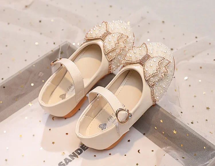 Children Princess Shoes Glitter Party Wedding Shoes for Girls Fashion Rhinestone Toddlers Ballet Flats Causal Kids Leather Shoes