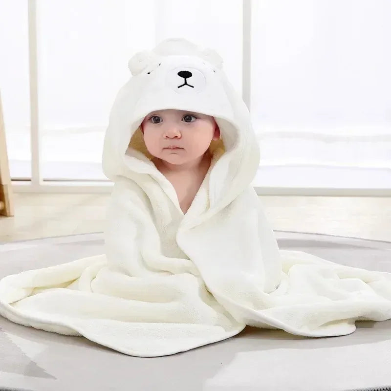 -Cartoon Animal Baby Hooded Bath Towels Toddler Bathrobe Warm Sleeping Swaddle Wrap for Boys Girls Newborn Soft Towel Blanket