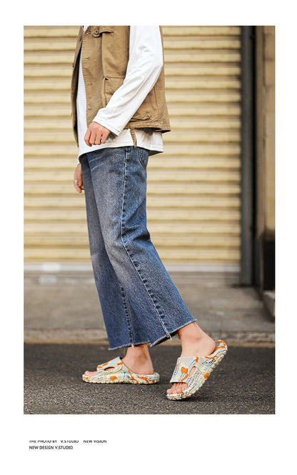 New Stylish Summer Men Shoes Comfortable Male Beach Slippers Soft Slides Non-slip Massage Indoor Fashion Slippers Outdoor 887