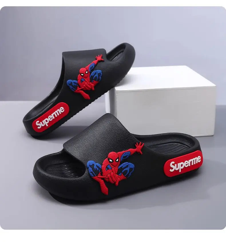 Anime peripheralsMarvel cartoon Spider-Man children's home anti-slip sandals New flip-flop boys soft-soled beach sandals EVA (Available)
