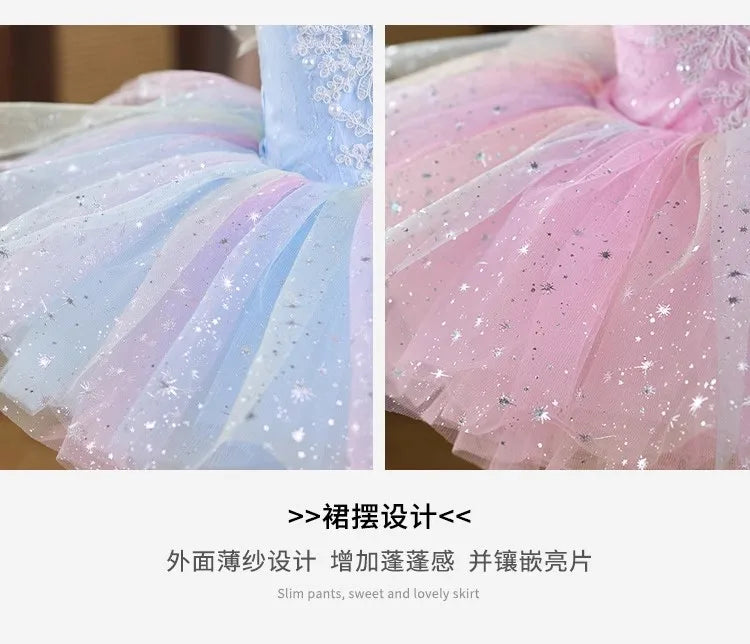 Summer Party Girls Dresses Kids Clothes Vestidos Princess Outfit Girl Dress Tutu Stage Ballet Leotards Dance Costumes Ballerine