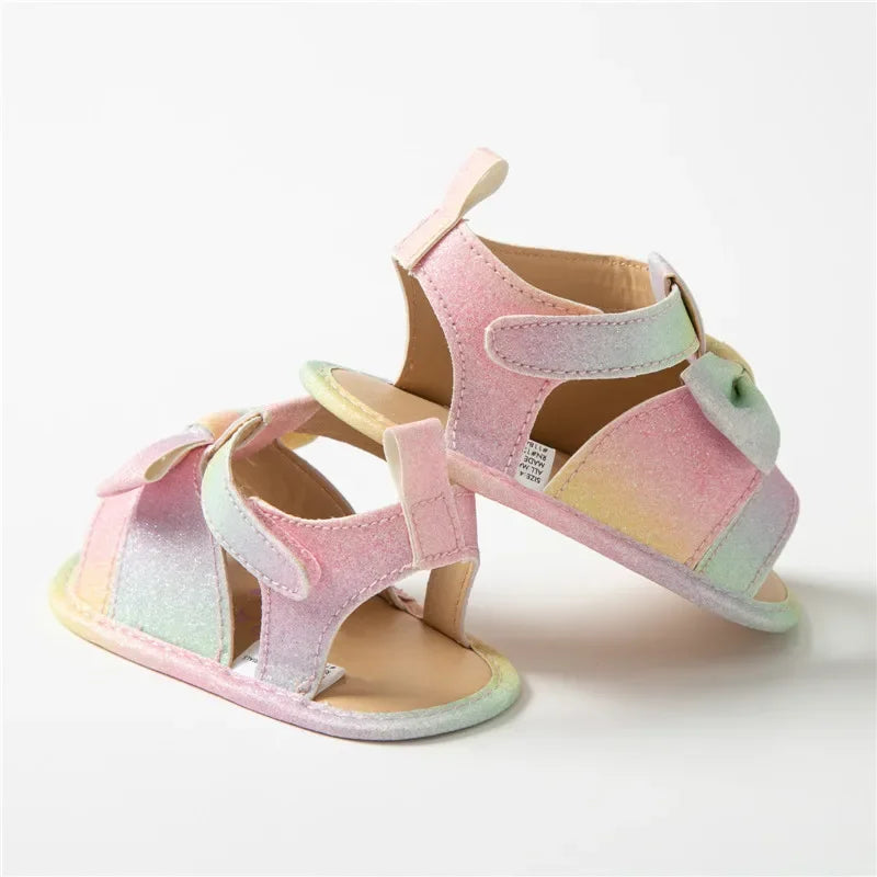 Newborn Baby Girls Summer Shoes Sandals Colorful Butterfly-knot Newborn Shoes Casual Soft Sole Sandals Toddler Shoes