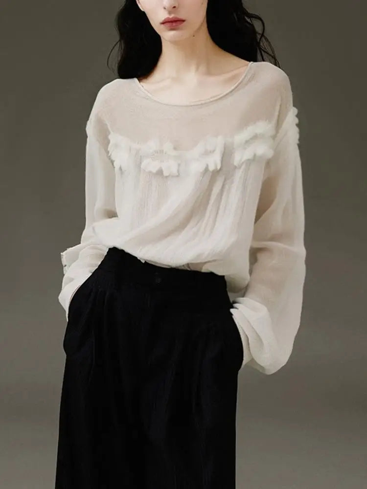 Western-style Floral Tops for Women 2025 Spring and Summer Jacquard Design Textured Casual Light and Slightly See-through Tops