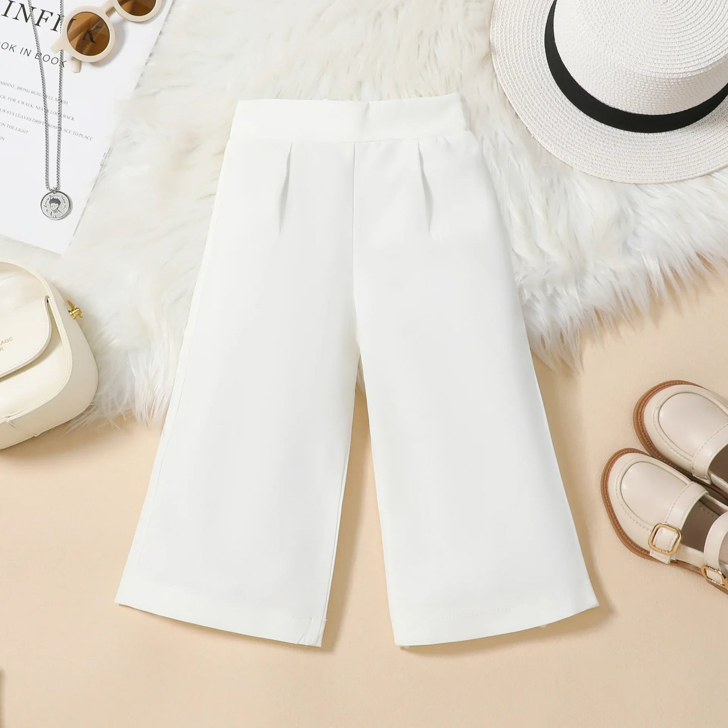 Summer Baby Girl Suits Toddler Clothes Set Black Whit Vest Wide Leg Trousers Flare Pants Kids Outfit Elegant Fashion Children
