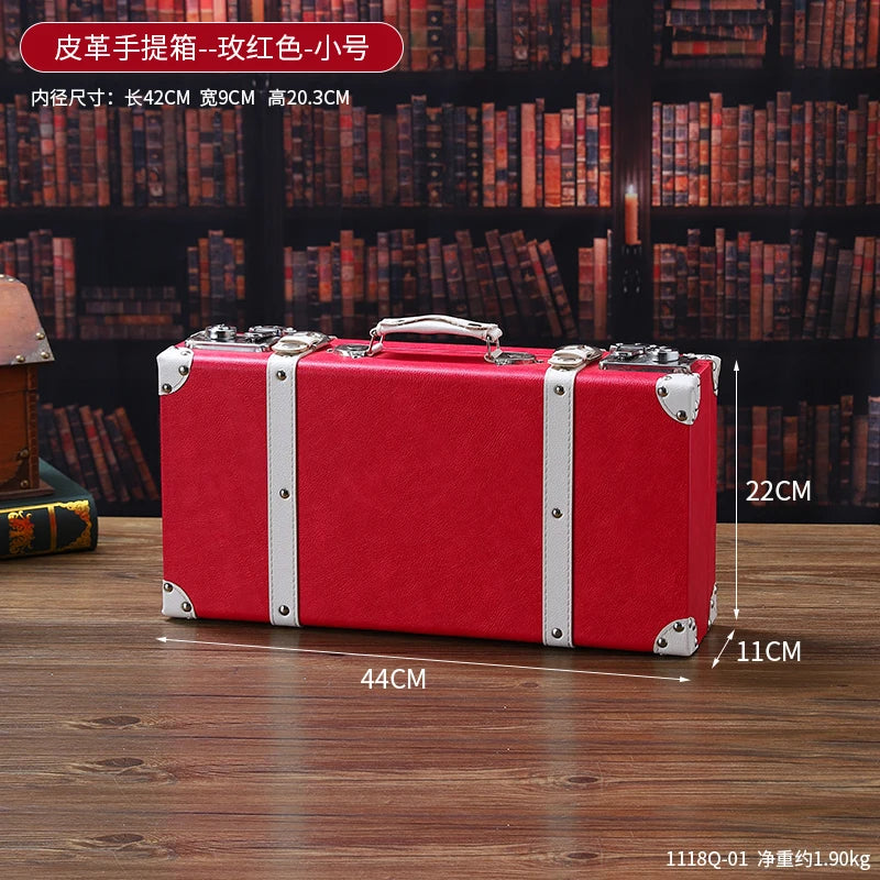Luxury Vintage Trunk Travel Hand Big Suitcases Leather Luggage Under Bed Clothing Organizer Storage Box Antique Bin Customized