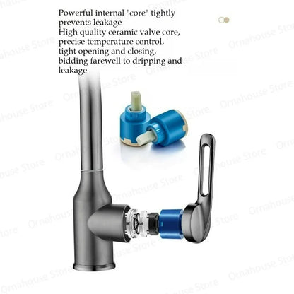 Multi Functional Waterfall Basin Faucet 4 Modes Stream Sprayer 360° Rotation Hot Cold Water Sink Mixer Stainless Steel  Wash Tap