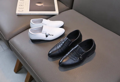 New Kids Shoes for Boys Performance Mary Jane Shoes for Fashion Party Wedding Shows Children Black Slip-on Loafers Leather Shoes