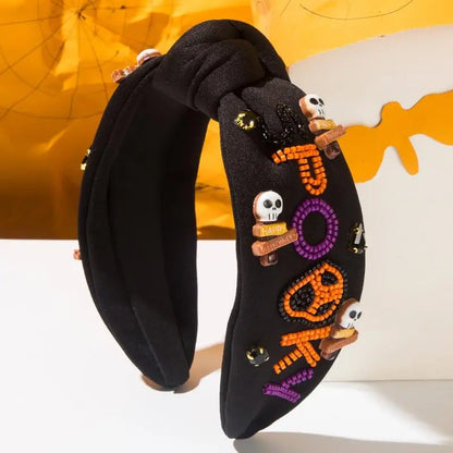 Designer Hair Accessories for Women Featuring Skull, Letters, Diamonds, and Rice Beads, Halloween Styling