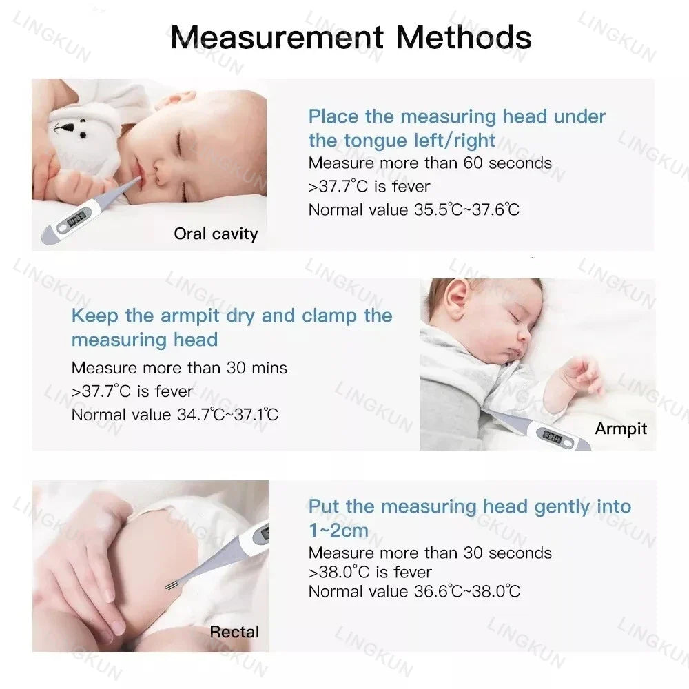 Household Adults Children Thermometers for Fever Thermometer Electronic Soft Head Digital Oral Armpit Temperature Measurement