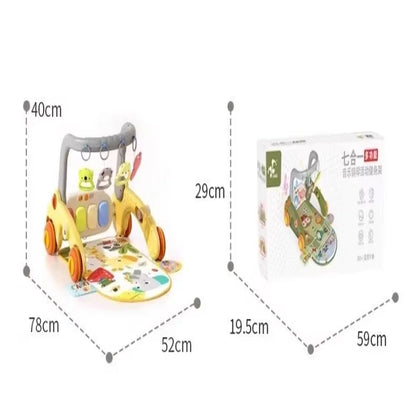 Baby Activity Gym with Kick Piano, 7-in-1 Play Mat, Walker & Rattles - Educational Toy for Infants Newborn to Toddlers 2 Years