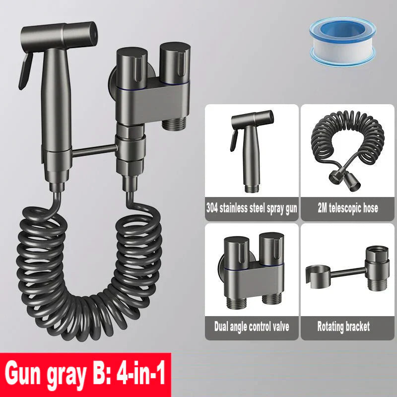 Handheld Toilet Bidet Faucet Sprayer Stainless Steel Bathroom Bidet Spraye Set Hand Sprayer Shower Head Self Cleaning No Punch