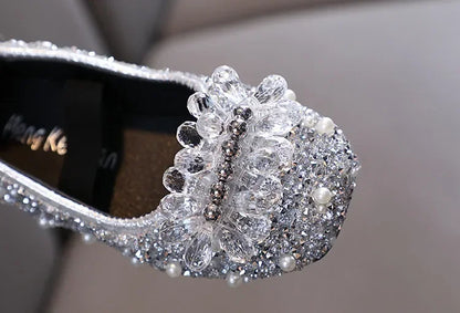 Kids Girl Shoes New Girls Princess Shoes Fashion Children Sequins Bling Bow Shoe Kid Rhinestone Non-slip Flat Shoe