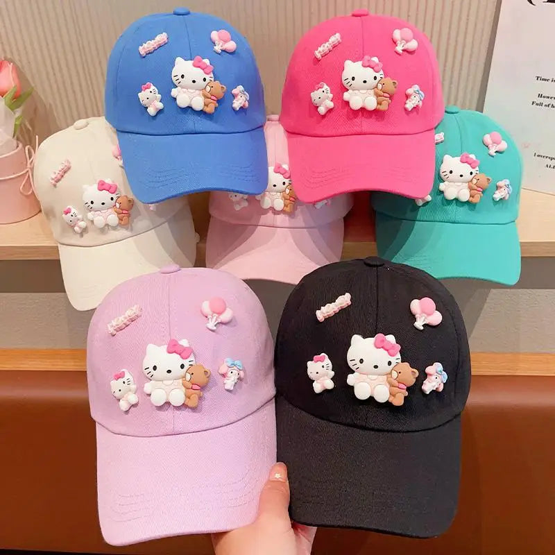 New Sanrio Animation Hello Kitty Travel Cap Spring and Autumn Girls Outdoor Versatile Baseball Cap Sun Protection Visor Hat