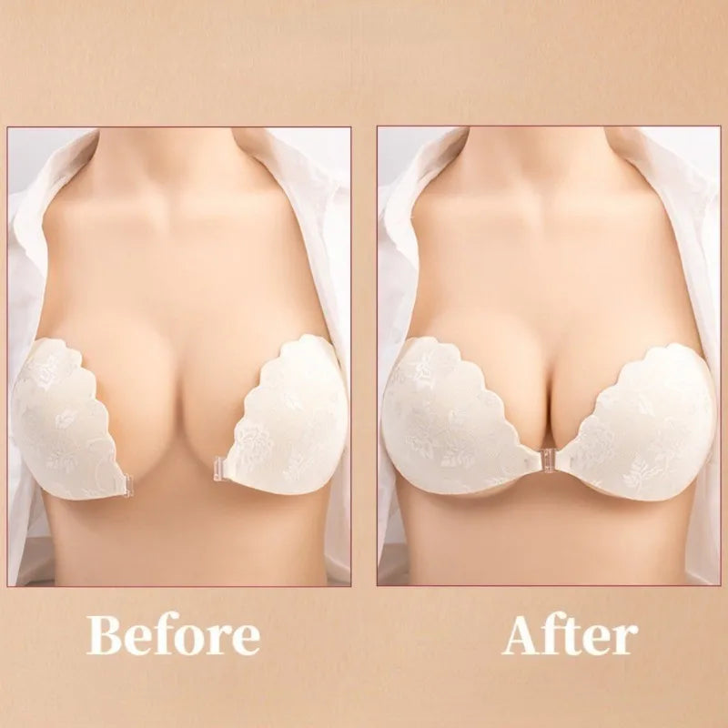 Adhesive Push Up Bra with Invisible Straps for Backless Outfits Silicone Nipple Bra Reusable Strapless Nipple Tape