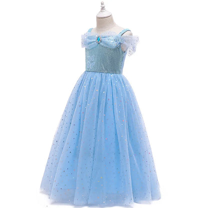 Birthday Party Princess Dress Girl Summer Girl Halloween Carnival Cosplay Elsa Costume Holiday Party Dreamy Sequin Fancy Gown