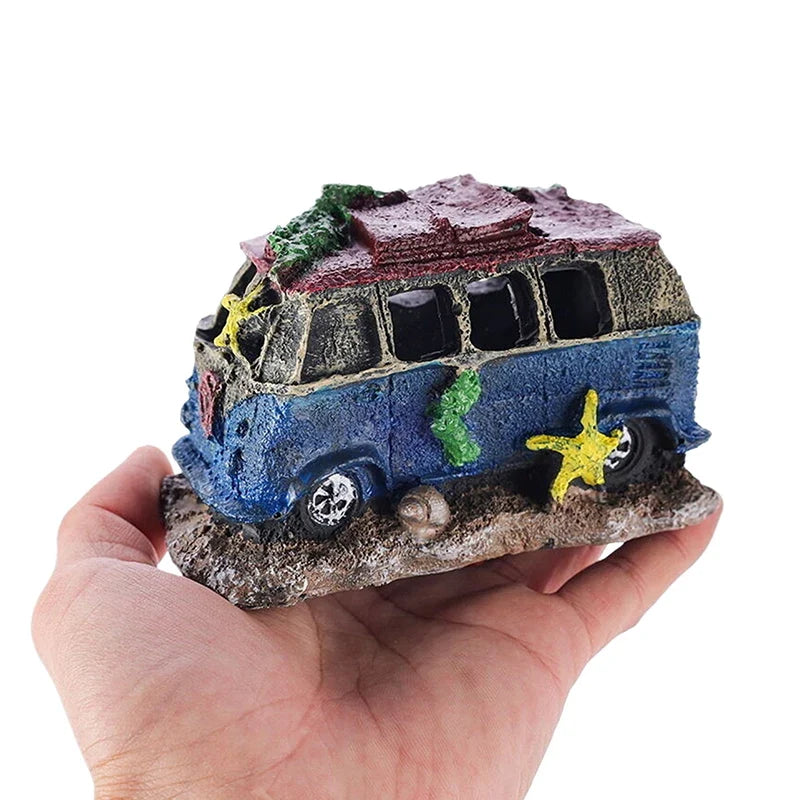Aquarium Ornament Shaped Like Car Wreckage, Featuring Hiding Holes For Fish And Shrimp, Aquarium Decorations, And Aquascaping. (Available)