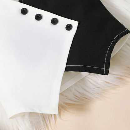 Summer Baby Girl Suits Toddler Clothes Set Black Whit Vest Wide Leg Trousers Flare Pants Kids Outfit Elegant Fashion Children