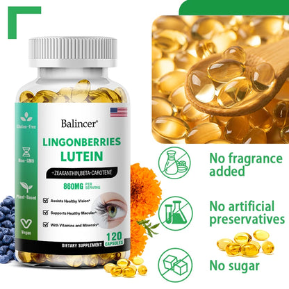 Balincer Vision Support - with Lutein, Zeaxanthin and Vitamins - Eye Health Supplement for Healthy Vision - 120 Capsules