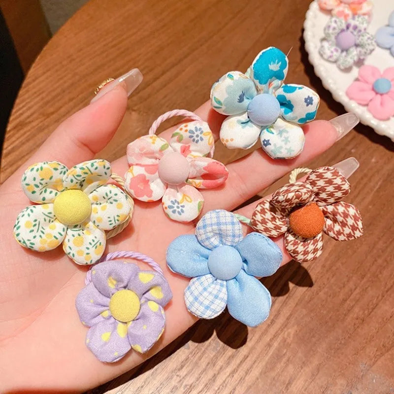 Baby Girl Cute Flower Hair Bands Kids Ponytail Holder Chilren Soft Scrunchies Elastic Rubber Girls
