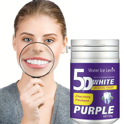 Simple Purple Brightening Powder - Conceals Stains, Non-Allergenic - Enamel-Safe Toothpaste Whitening Powder Suitable for Coffee, Tea, Food, Wine, and Tobacco Stains.