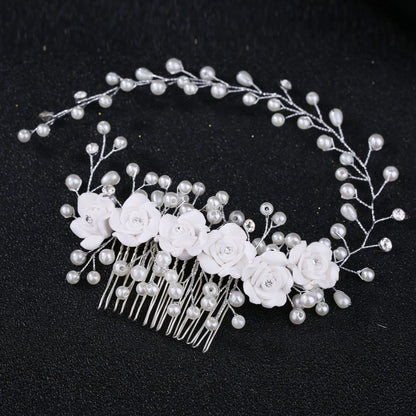 Wedding Hair Accessories Flower Hair Clips Hairpin Crystal Bride Headdress for Women Faux Pearl Barrettes Hair Combs Hair Decor