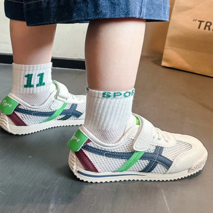 Children's Mesh Shoes Summer Autumn  New Breathable Mesh Boys Forrest Gump Shoes Casual Sports Girls' Board Shoes Green Brow