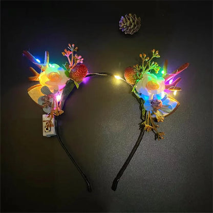 Christmas LED Light Antler Headband Cute  Christmas Party Atmosphere Decoration