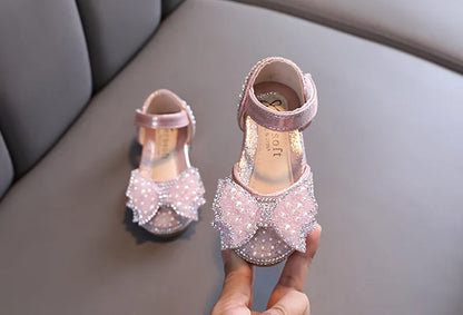 Summer Girls Flat Princess Sandals Fashion Sequins Bow Rhinestone Baby Shoes Kids Shoes For Party Wedding Party Sandals E618