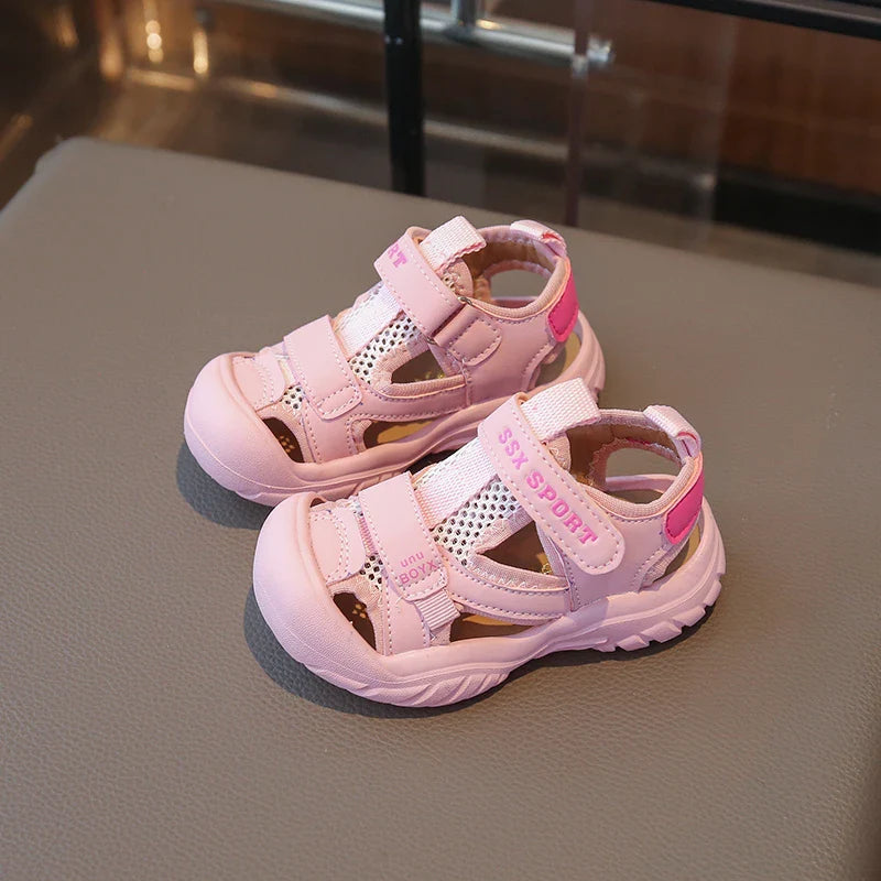 New Children's Sandals Soft Bottom Head Protection Boys and Girls Baby Walking Shoes Korean Style