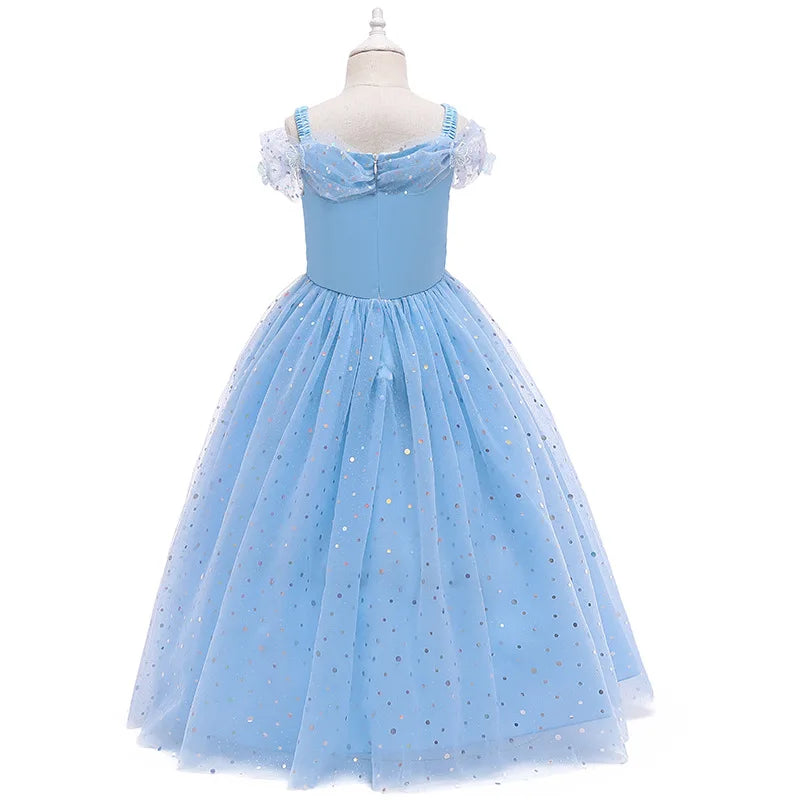 Birthday Party Princess Dress Girl Summer Girl Halloween Carnival Cosplay Elsa Costume Holiday Party Dreamy Sequin Fancy Gown