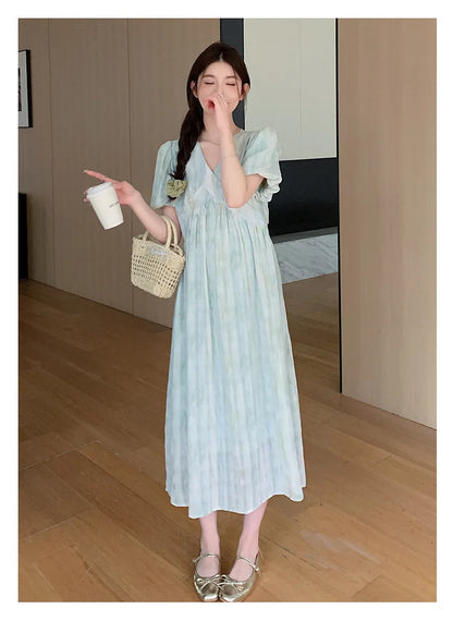 Pregnant Women's Dress Summer 2025 Fashionable Western Style Loose Belly Covering French High Waisted Long Skirt