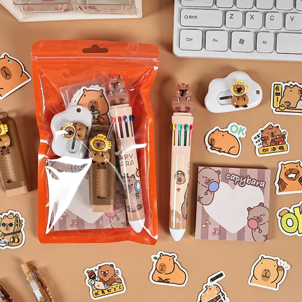 Cute Kapibala Stationery Set Birthday Present Children Student Back To School Gift Study  Supplies Kawaii Kids Prize Gift