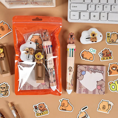 Cute Kapibala Stationery Set Birthday Present Children Student Back To School Gift Study  Supplies Kawaii Kids Prize Gift