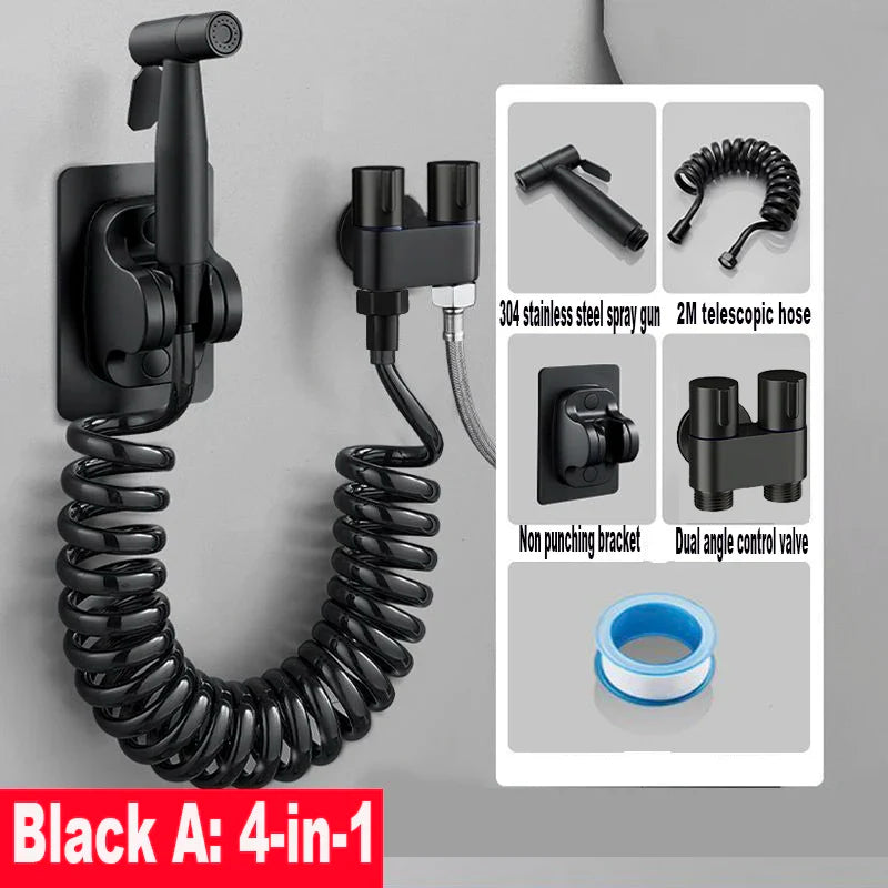 Handheld Toilet Bidet Faucet Sprayer Stainless Steel Bathroom Bidet Spraye Set Hand Sprayer Shower Head Self Cleaning No Punch