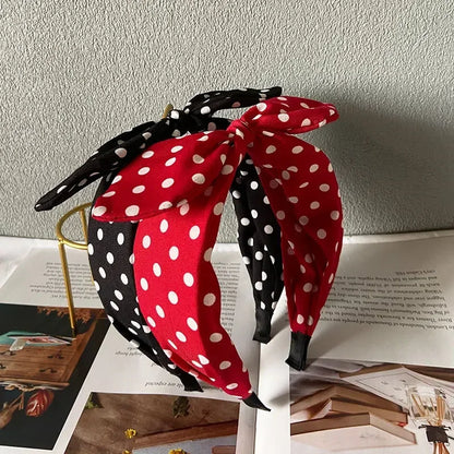 Fashion Hair Accessories Trend Women's Wide Headband Bow Knot Cross Sweet Style Polka Dot Hairband Cute Hoop Headwear