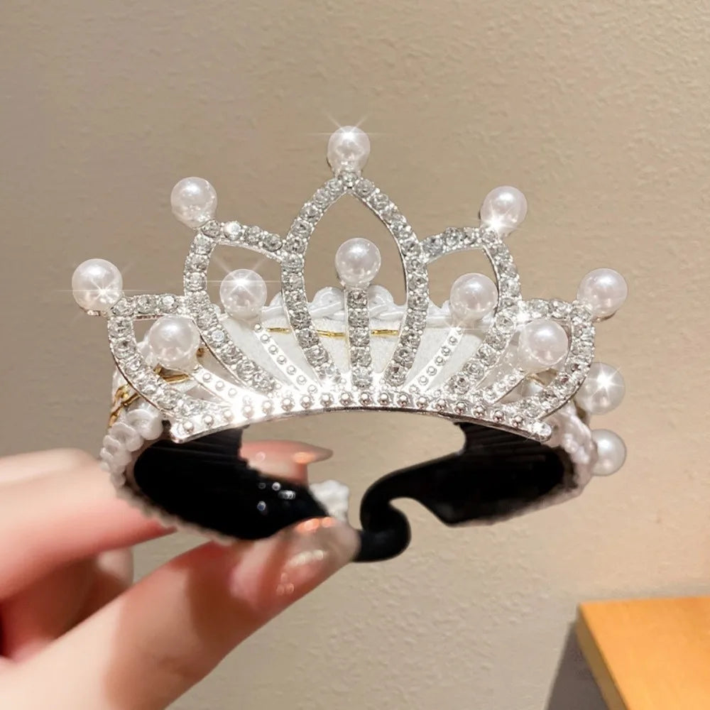 Children's New Year Crown Pearl Crystal Chinese Hair Claw Rhinestone for Princess Dress