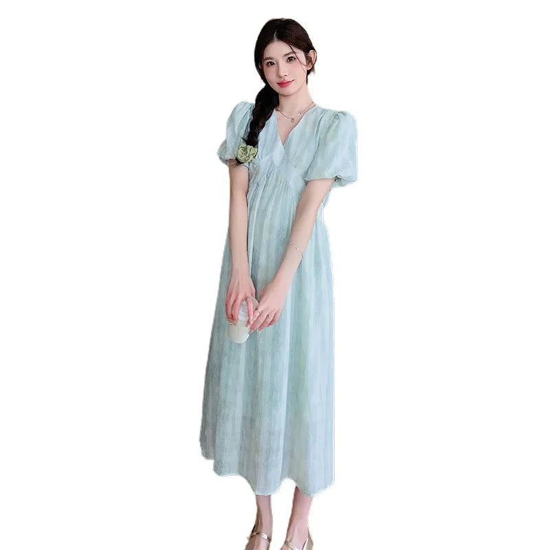 Pregnant Women's Dress Summer 2025 Fashionable Western Style Loose Belly Covering French High Waisted Long Skirt