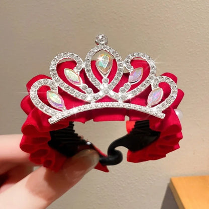 Children's New Year Crown Pearl Crystal Chinese Hair Claw Rhinestone for Princess Dress