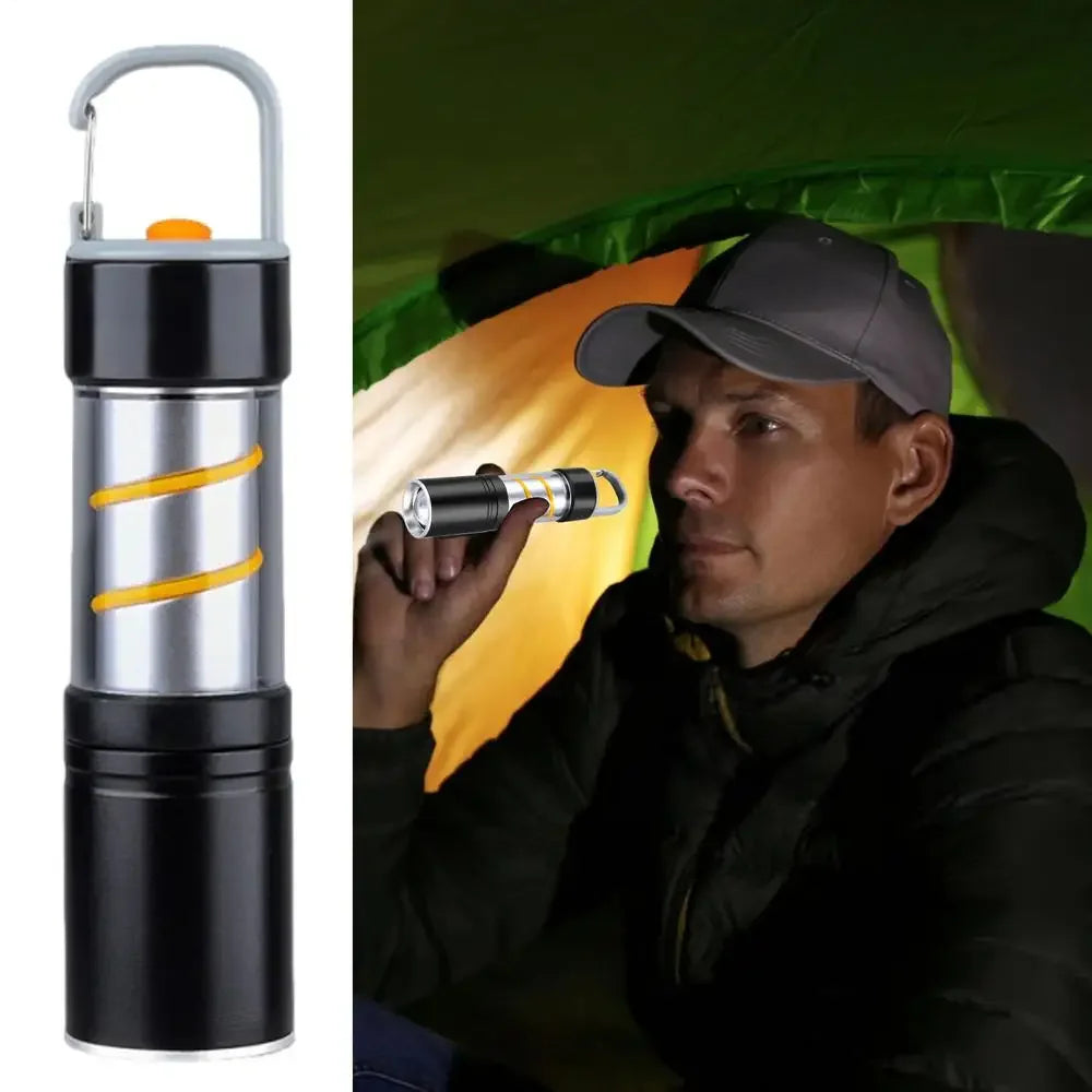Rechargeable Camping LED Flashlight With Side Light Outdoor Light Powerful Zoomable Flashlight Camping Lantern Atmosphere Light