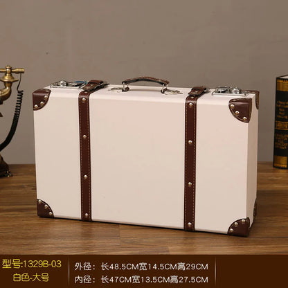Luxury Vintage Trunk Travel Hand Big Suitcases Leather Luggage Under Bed Clothing Organizer Storage Box Antique Bin Customized