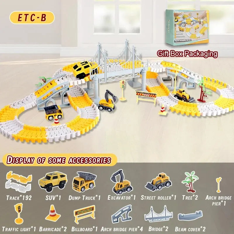 Kids Electric Track Toy Engineering Minin Car Set Puzzle Boy Toys Track Car Train Toys For Children Birthday Christmas Gifts