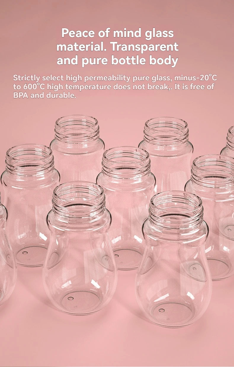 Wide Neck Glass Baby Bottle with Silicone Sleeve & Anti-Colic Straw Nipple – BPA-Free Newborn Feeding Set for Weaning Transition