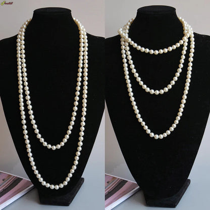 New Women Jewelry Pearl Bead Necklace Long Sweater Chain Necklace For Women Dress Accessories Gift For Girl Mother