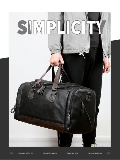 PU Leather Travel Duffel Bag Luggage Weekender Overnight Tote for Men Women Gym Sports Crossbody Carry on Waterproof  Handbags
