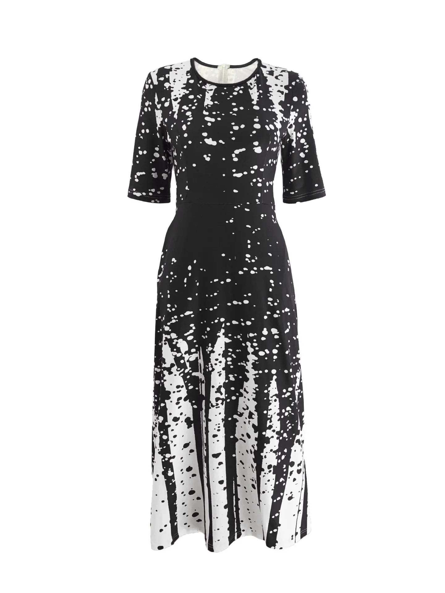 Women's Elegant Party Long Dresses Loose Round Neck Short Sleeves Retro Printed Casual Long Dress  (Available)
